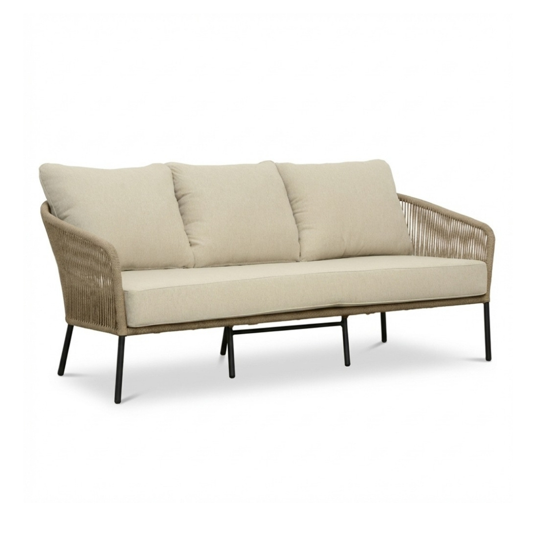 Mara stoel-bank loungeset 5 personen | touw + aluminium | Sahara Dust | 3-delig