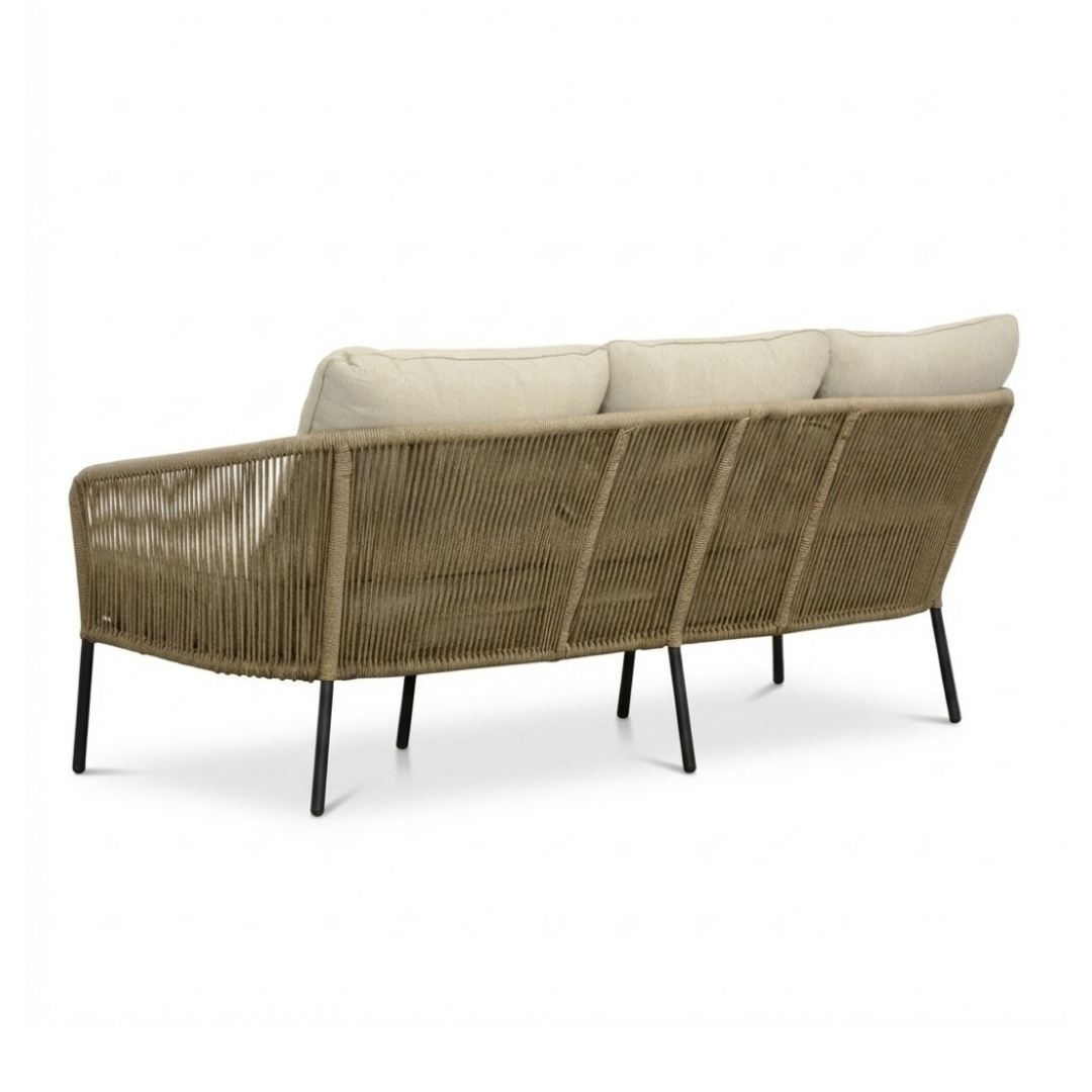 Mara stoel-bank loungeset 5 personen | touw + aluminium | Sahara Dust | 3-delig