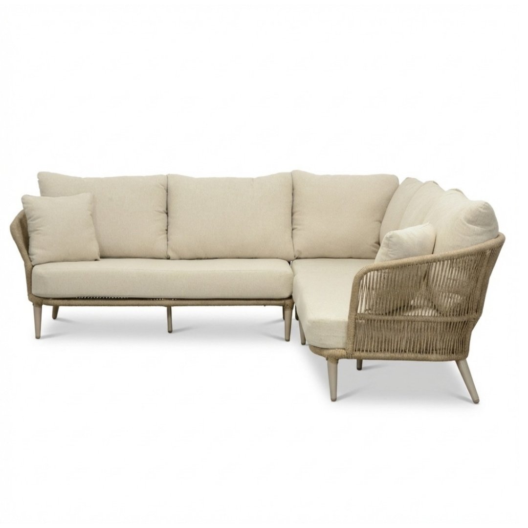 Palermo hoek loungeset 5 personen | aluminium + touw | Sandstone | 3-delig - 230x230cm