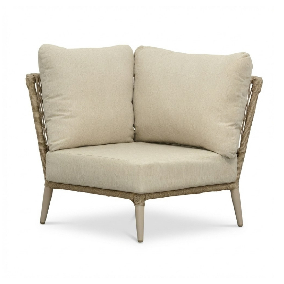 Palermo hoek loungeset 5 personen | aluminium + touw | Sandstone | 3-delig - 230x230cm