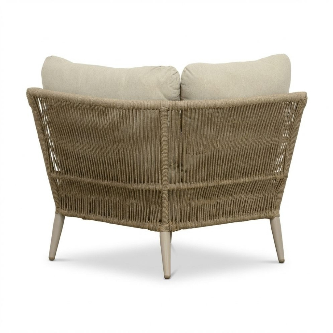 Palermo hoek loungeset 5 personen incl. tafels | aluminium + touw | Sandstone | 5-delig - 230x230cm