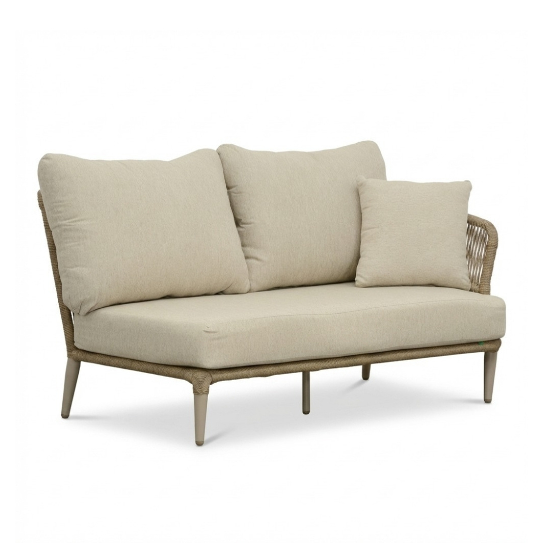 Palermo hoek loungeset 5 personen incl. tafels | aluminium + touw | Sandstone | 5-delig - 230x230cm