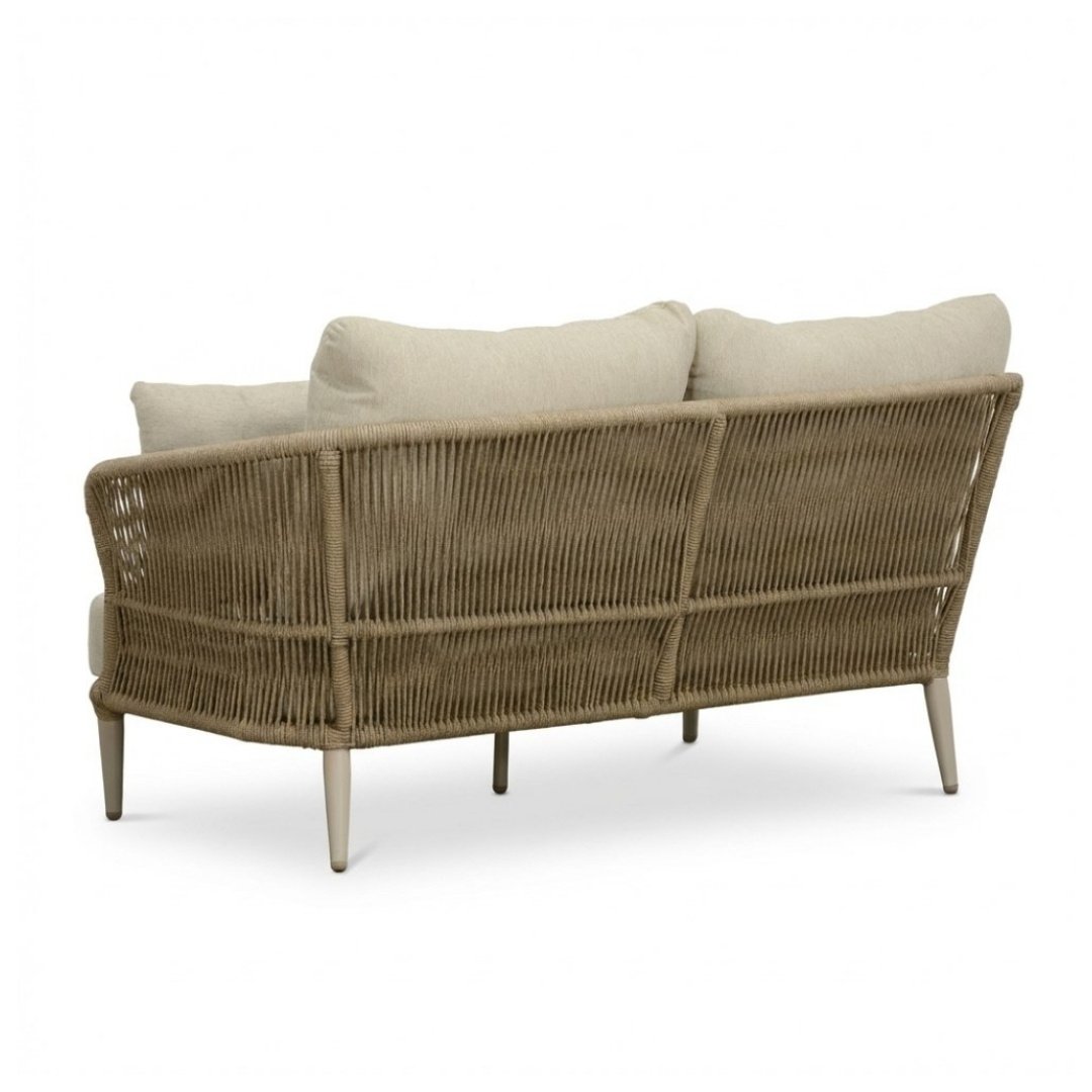 Palermo hoek loungeset 5 personen incl. tafels | aluminium + touw | Sandstone | 5-delig - 230x230cm