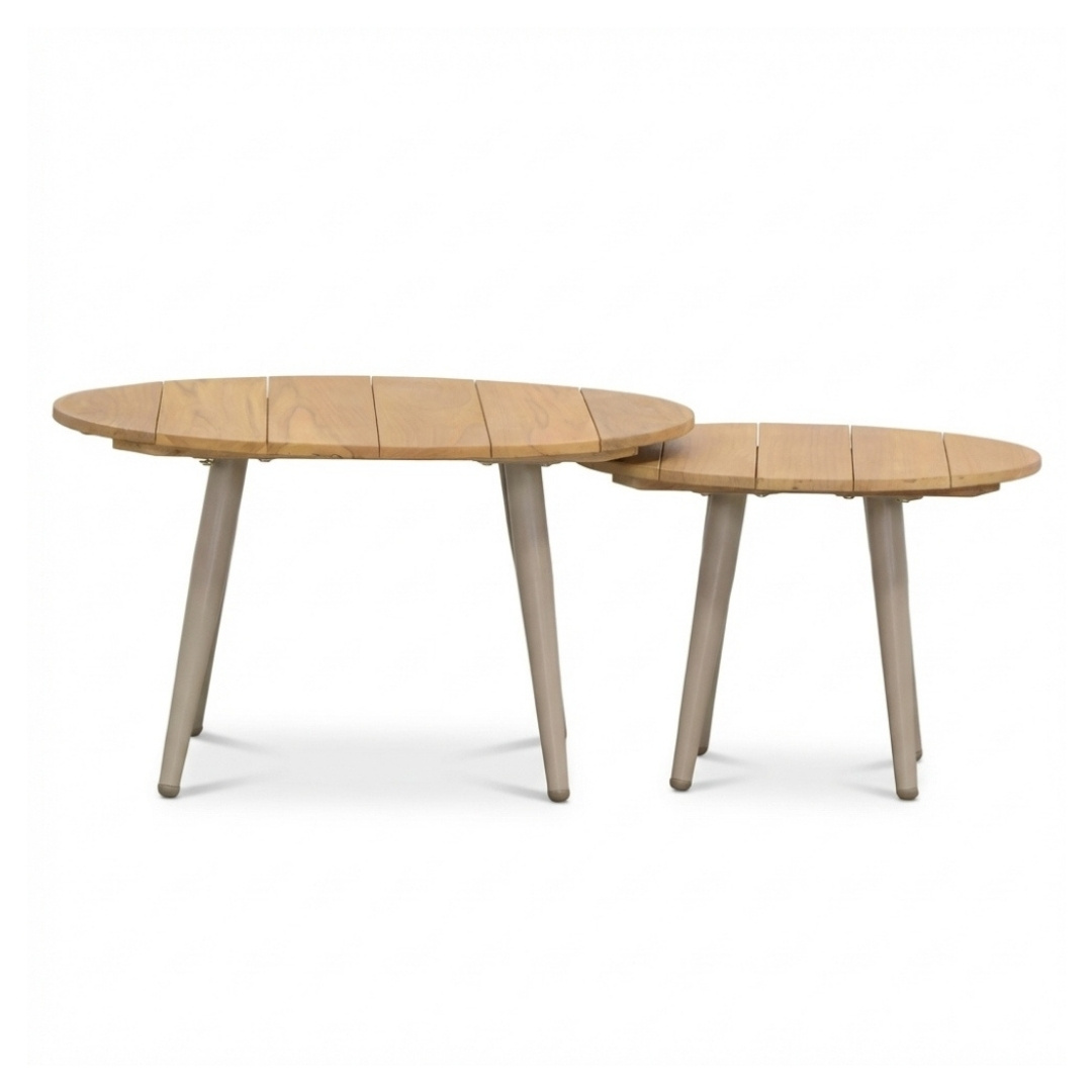 Palermo hoek loungeset 5 personen incl. tafels | aluminium + touw | Sandstone | 5-delig - 230x230cm