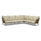 Palermo hoek loungeset 5 personen incl. tussenelement | aluminium + touw | Sandstone | 4-delig