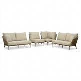 Palermo hoek loungeset 5 personen incl. tussenelement | aluminium + touw | Sandstone | 4-delig