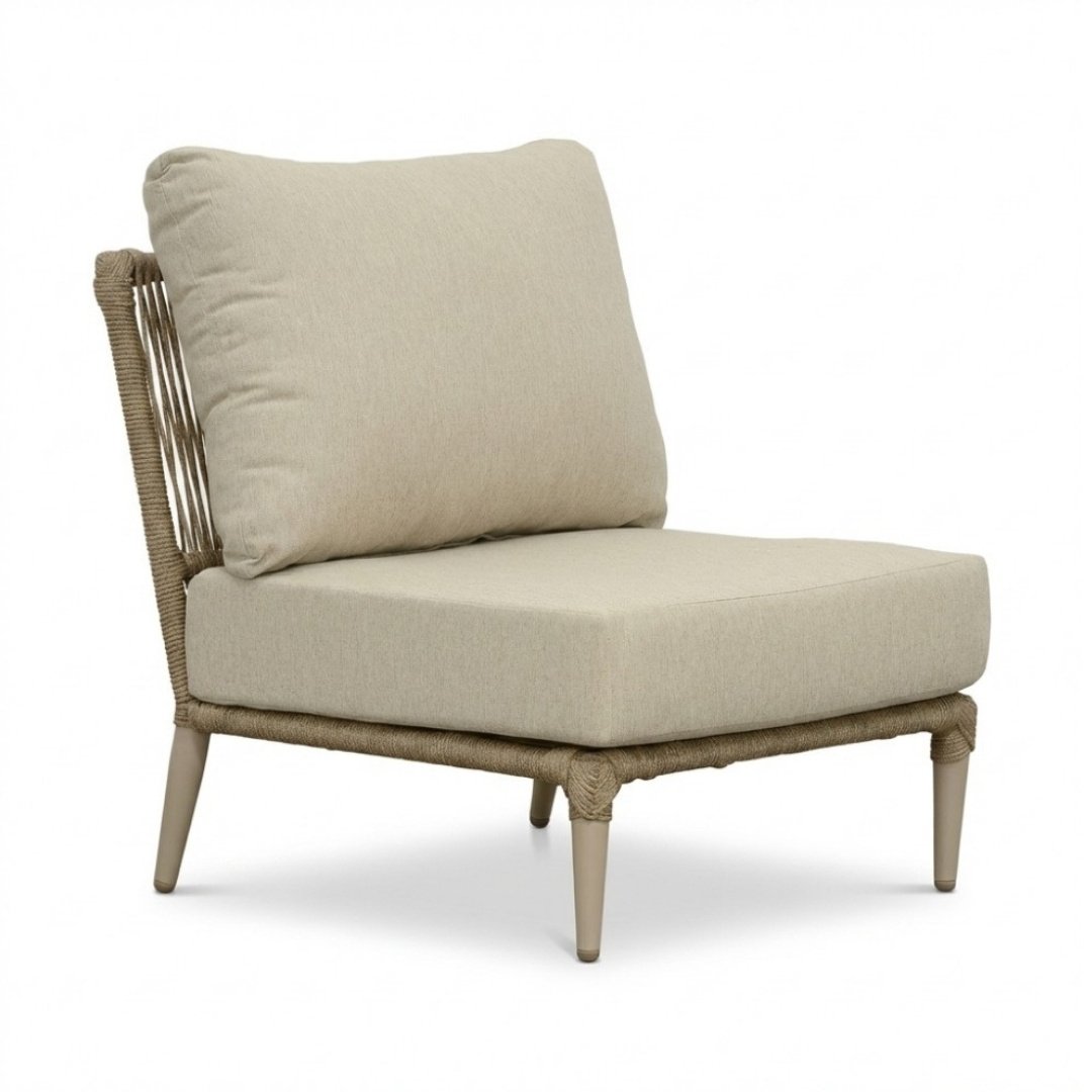 Palermo hoek loungeset 5 personen incl. tussenelement | aluminium + touw | Sandstone | 4-delig