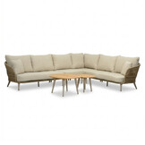 Palermo hoek loungeset incl. tussenelement en tafels | aluminium + touw | Sandstone | 5-delig