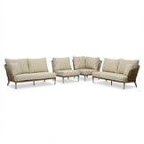 Palermo hoek loungeset incl. tussenelement en tafels | aluminium + touw | Sandstone | 5-delig