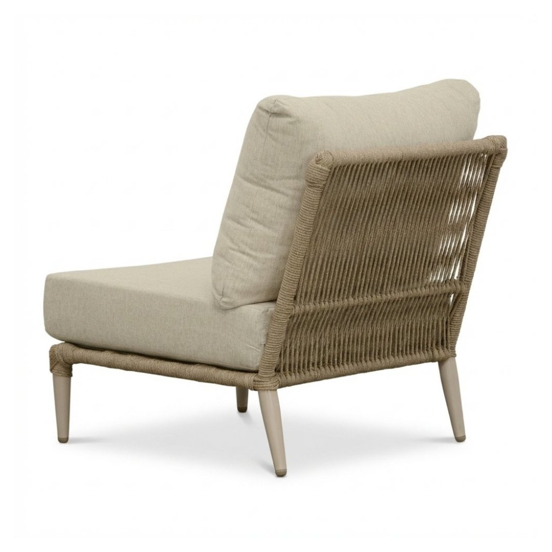 Palermo hoek loungeset incl. tussenelement en tafels | aluminium + touw | Sandstone | 5-delig