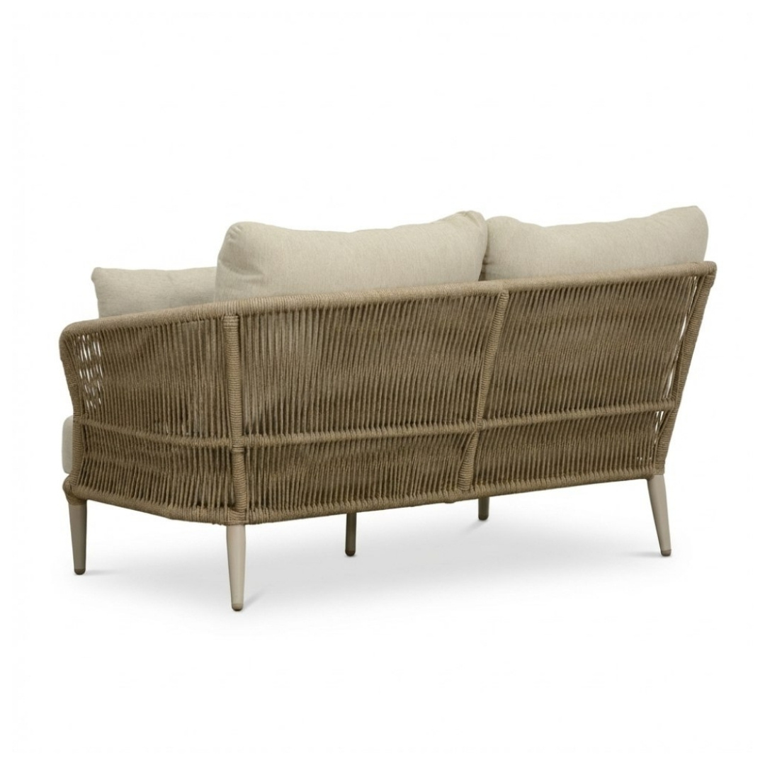 Palermo hoek loungeset incl. tussenelement en tafels | aluminium + touw | Sandstone | 5-delig