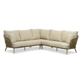 Palermo hoek loungeset incl. tussenelement en tafels | aluminium + touw | Sandstone | 5-delig