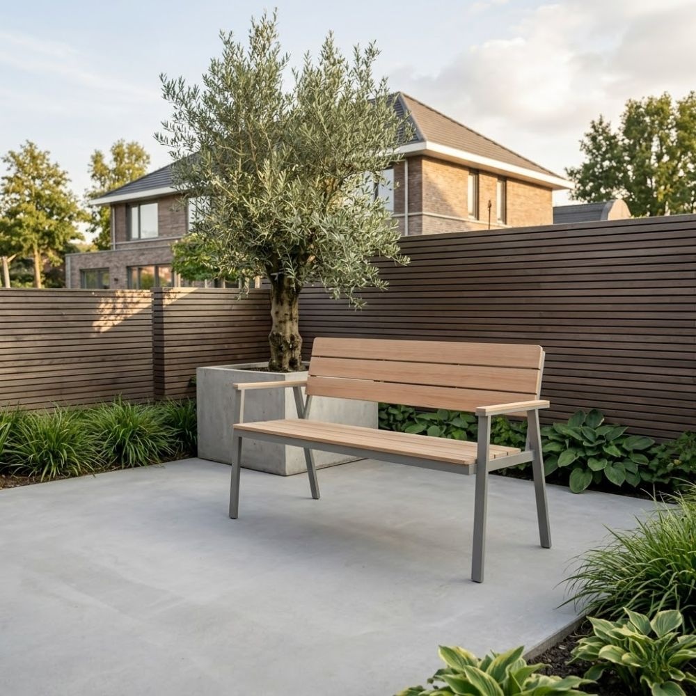 Berlijn tuinbank | polywood + aluminium | Natural Wood | 116cm