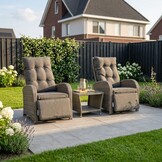 Melia lounge balkonset - verstelbaar 2 personen | wicker | grijs | 3-delig