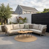 Palermo hoek loungeset incl. tussenelement en tafels | aluminium + touw | Sandstone | 5-delig