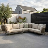 Palermo hoek loungeset 5 personen incl. tussenelement | aluminium + touw | Sandstone | 4-delig