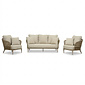 BUITEN living Palermo stoel-bank loungeset 5 personen | aluminium + touw | Sandstone | 3-delig