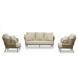 Palermo stoel-bank loungeset 5 personen | aluminium + touw | Sandstone | 3-delig