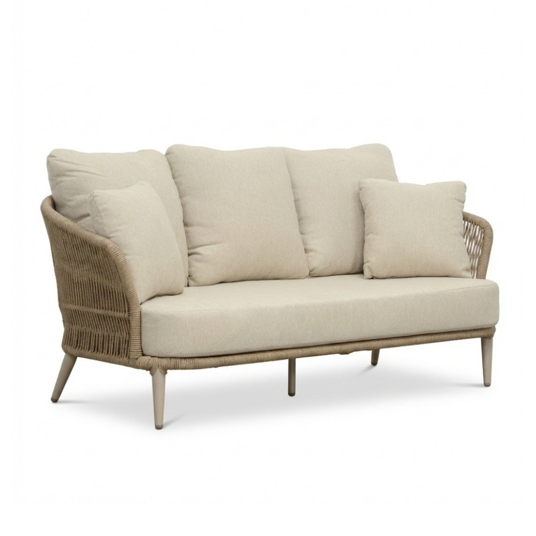 Palermo stoel-bank loungeset 5 personen | aluminium + touw | Sandstone | 3-delig