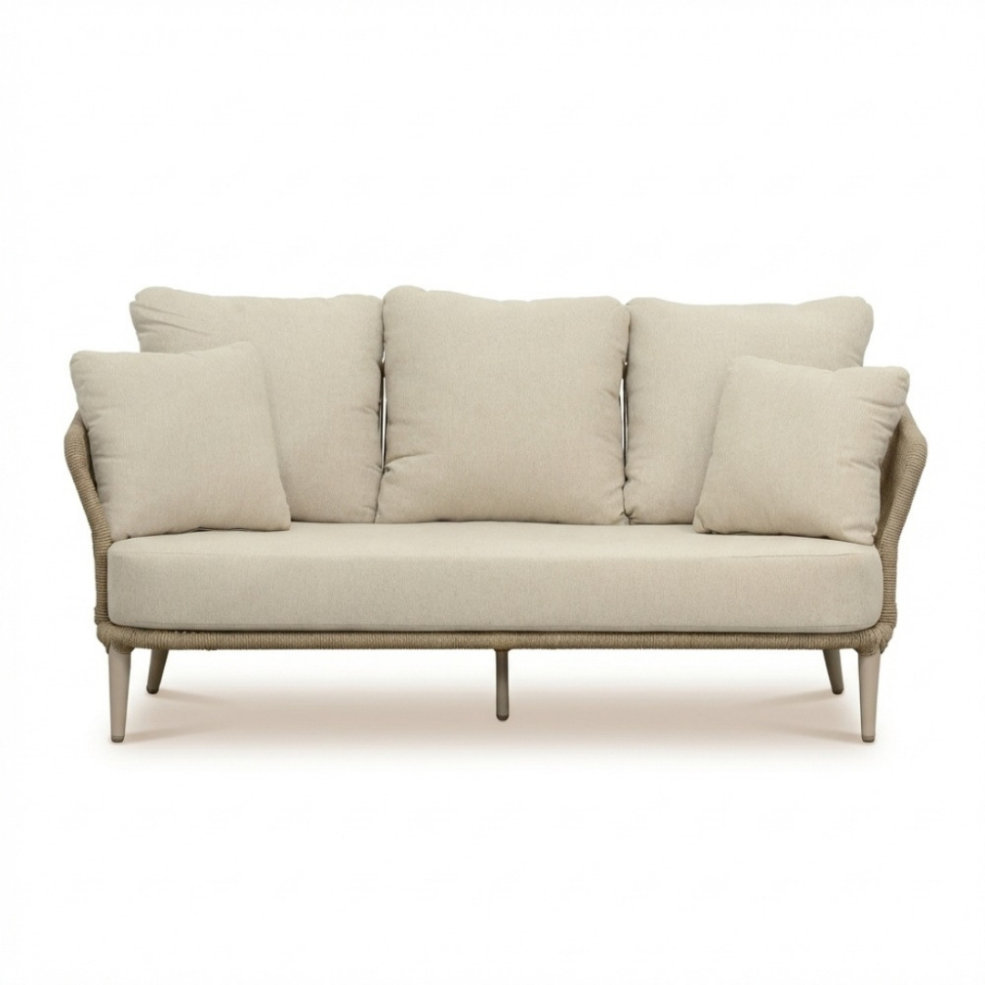 Palermo stoel-bank loungeset 5 personen | aluminium + touw | Sandstone | 3-delig