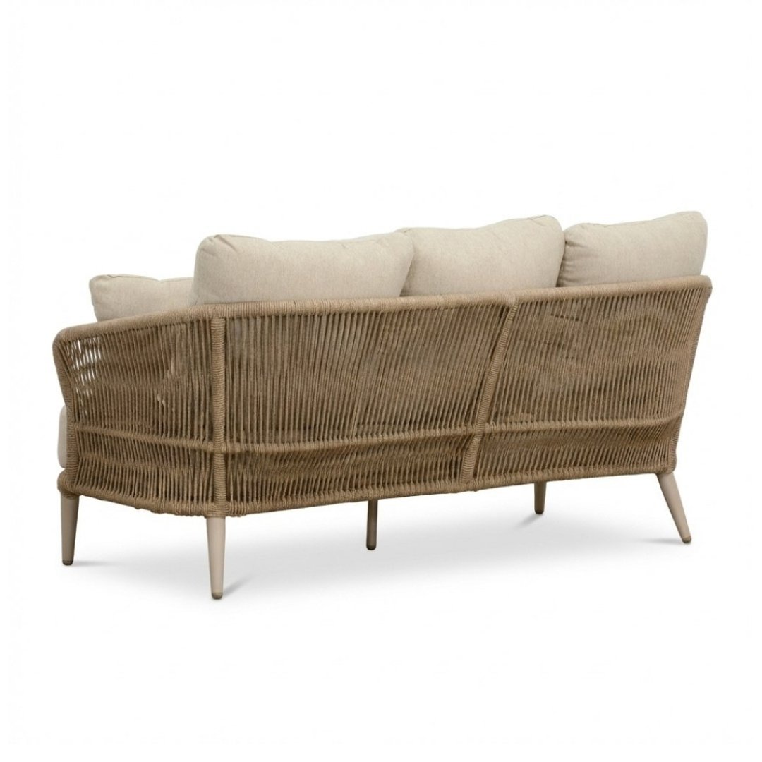 Palermo stoel-bank loungeset 5 personen | aluminium + touw | Sandstone | 3-delig