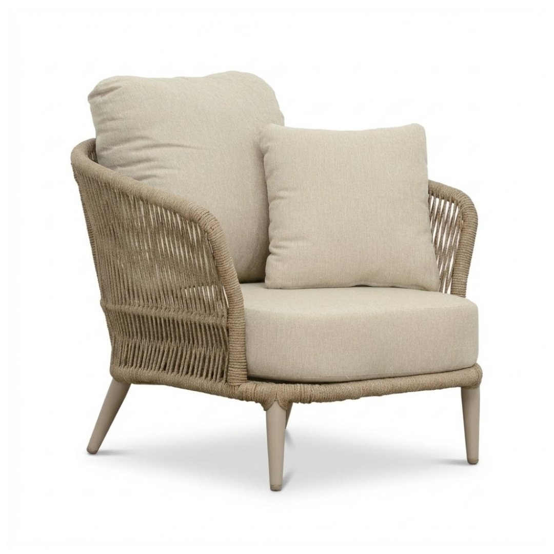 Palermo stoel-bank loungeset 5 personen | aluminium + touw | Sandstone | 3-delig