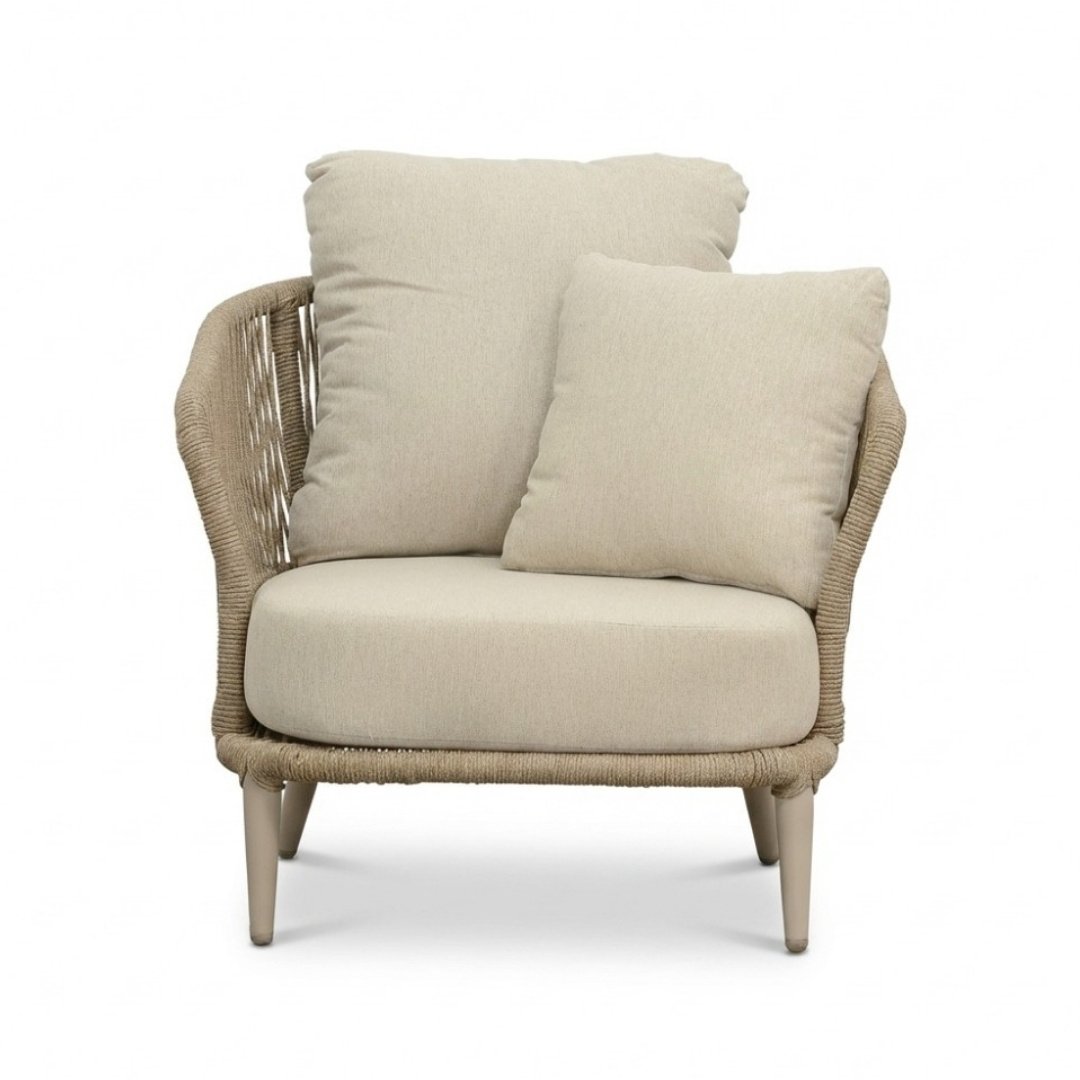 Palermo stoel-bank loungeset 5 personen | aluminium + touw | Sandstone | 3-delig