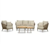 Palermo stoel-bank loungeset incl. tafels | aluminium + touw | Sandstone | 5-delig