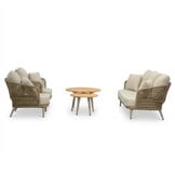 Palermo stoel-bank loungeset incl. tafels | aluminium + touw | Sandstone | 5-delig