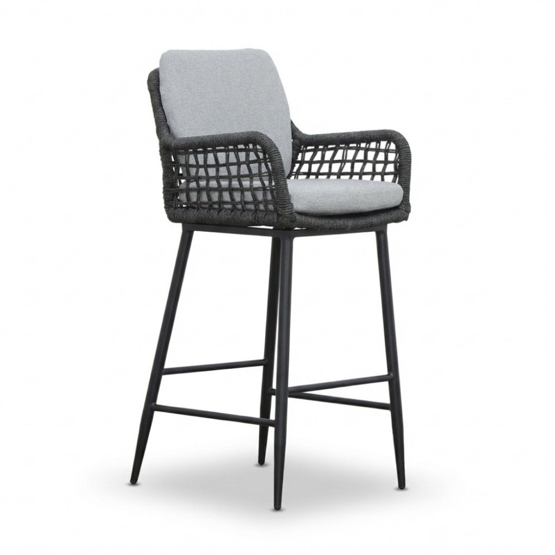 Valencia dining barstoel | touw + aluminium | Stone Grey