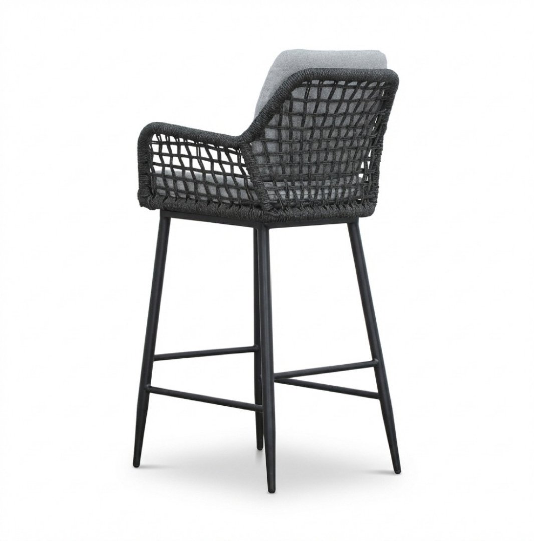 Valencia dining barstoel | touw + aluminium | Stone Grey