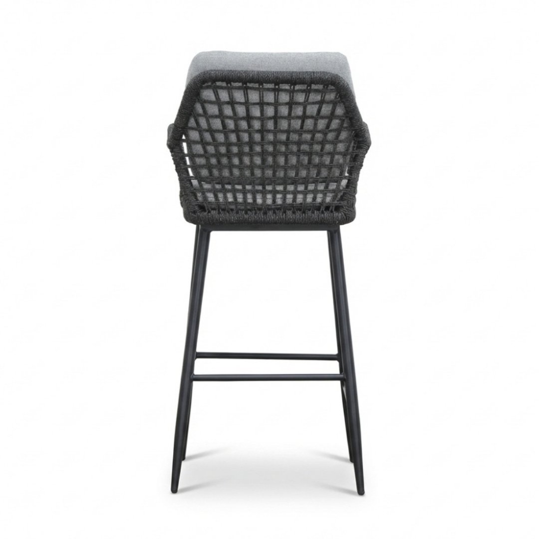 Valencia dining barstoel | touw + aluminium | Stone Grey