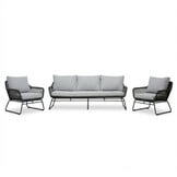 Valencia stoel-bank loungeset 5 personen | touw + aluminium | Stone Grey | 3-delig