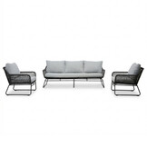 Valencia stoel-bank loungeset 5 personen | touw + aluminium | Stone Grey | 3-delig