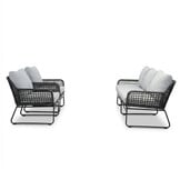 Valencia stoel-bank loungeset 5 personen | touw + aluminium | Stone Grey | 3-delig