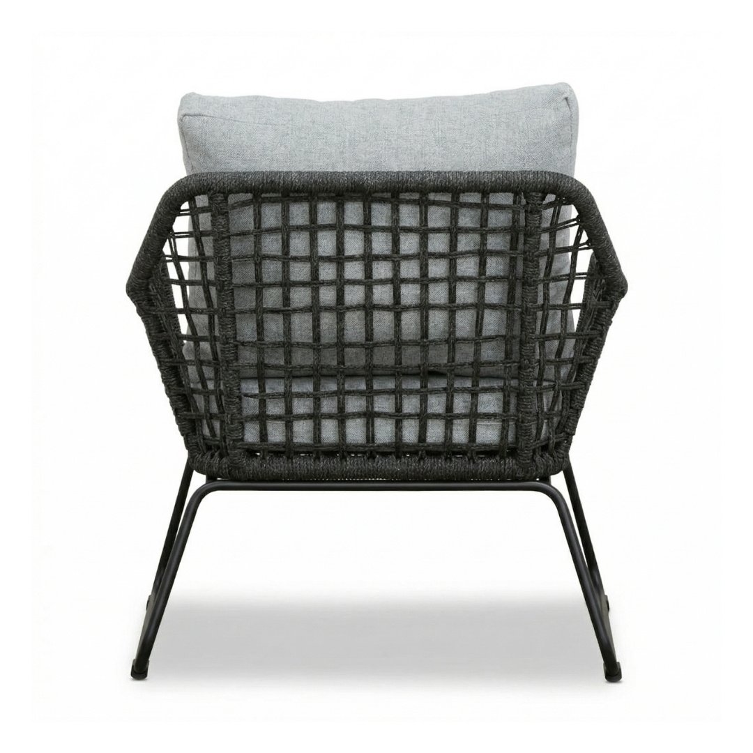 Valencia stoel-bank loungeset 5 personen | touw + aluminium | Stone Grey | 3-delig