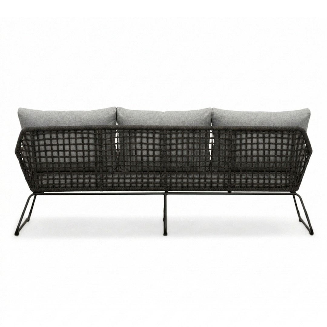 Valencia stoel-bank loungeset 5 personen | touw + aluminium | Stone Grey | 3-delig