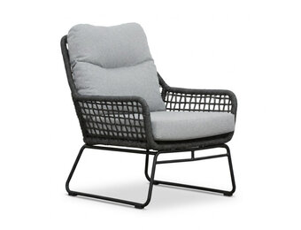 Valencia loungestoel | touw + aluminium | Stone Grey