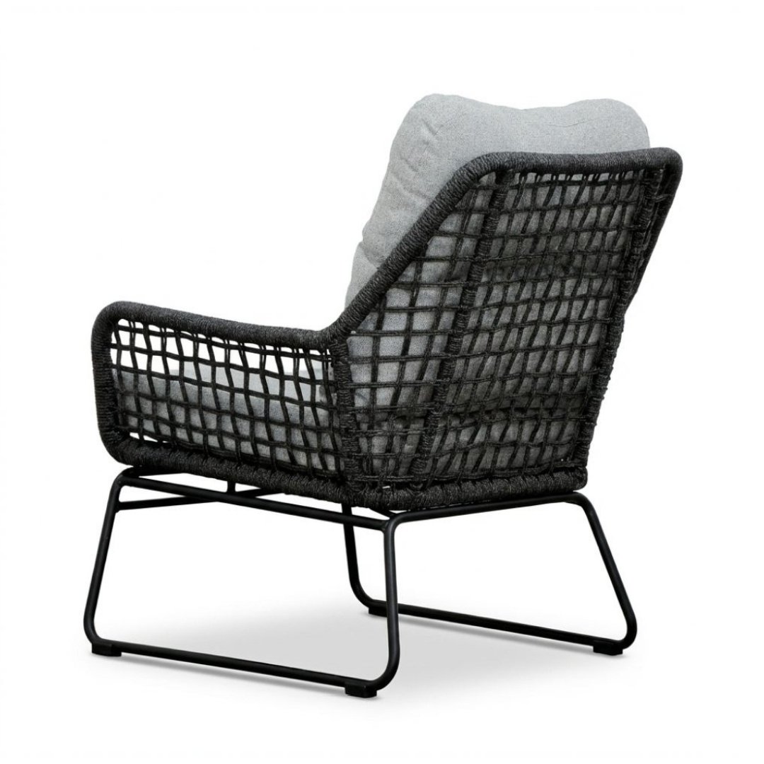 Valencia loungestoel | touw + aluminium | Stone Grey