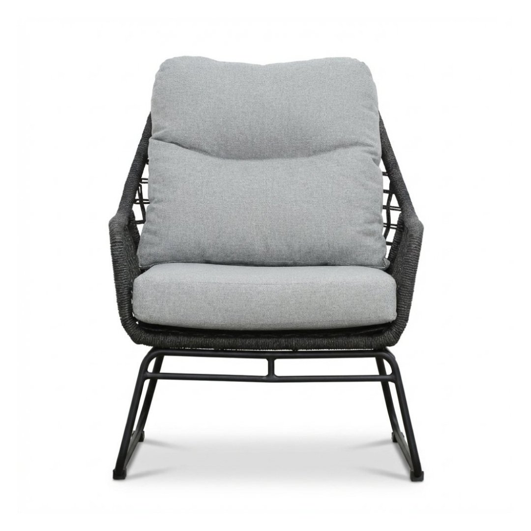 Valencia loungestoel | touw + aluminium | Stone Grey