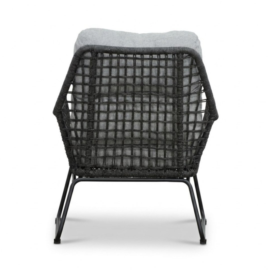 Valencia loungestoel | touw + aluminium | Stone Grey