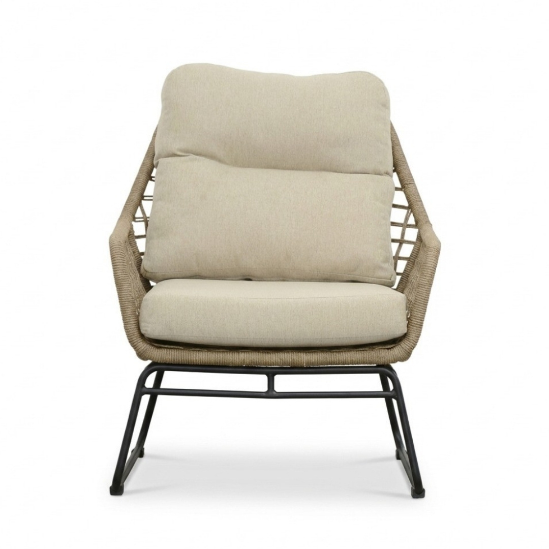 Valencia loungestoel incl. voetenbank | touw + aluminium | Sahara Dust