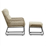 Valencia loungestoel incl. voetenbank | touw + aluminium | Sahara Dust