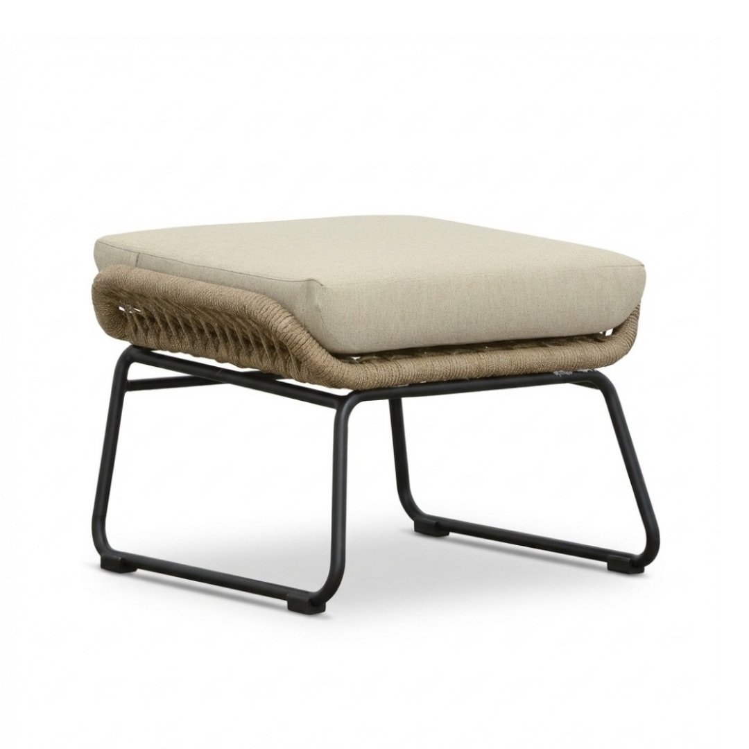 Valencia loungestoel incl. voetenbank | touw + aluminium | Sahara Dust