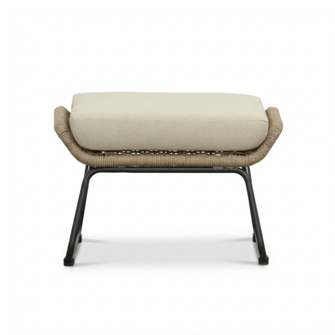 Valencia loungestoel incl. voetenbank | touw + aluminium | Sahara Dust