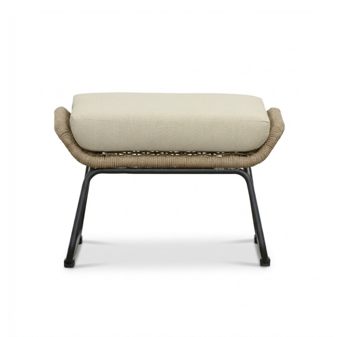 Valencia loungestoel incl. voetenbank | touw + aluminium | Sahara Dust