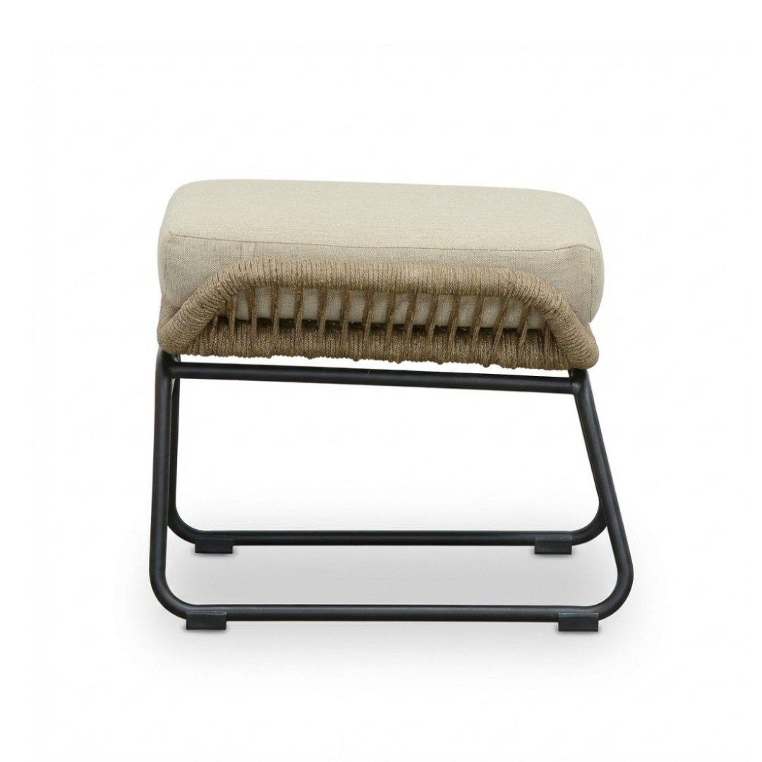 Valencia loungestoel incl. voetenbank | touw + aluminium | Sahara Dust