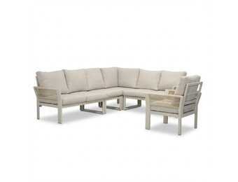 Venezia hoek loungeset incl. stoel 7 personen | aluminium + touw | beige | 5-delig - 267x207cm
