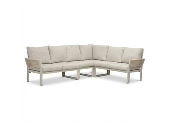 Venezia hoek loungeset 6 personen | aluminium + touw | beige | 4-delig - 267x207cm