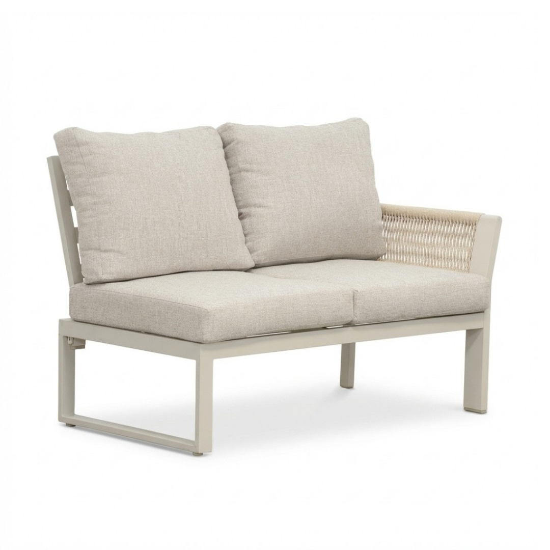 Venezia hoek loungeset 6 personen | aluminium + touw | beige | 4-delig - 267x207cm